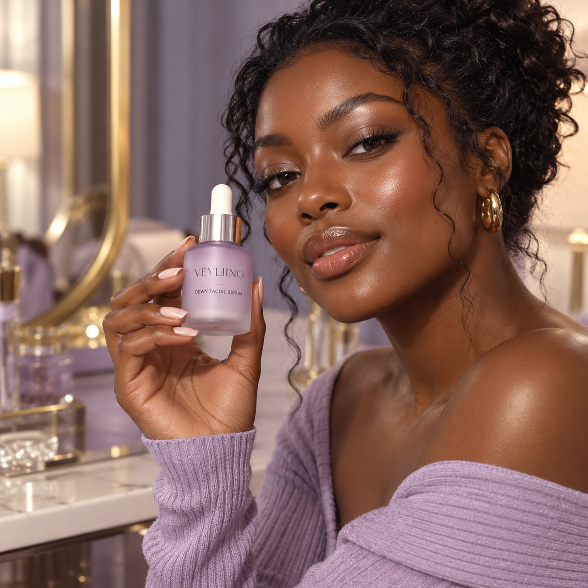AI-generated Dewy Facial Serum concept image 8; final packaging pending