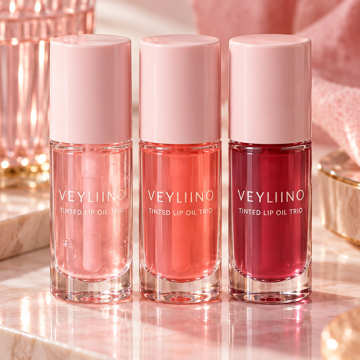 AI-generated Tinted Lip Oil Trio concept 2