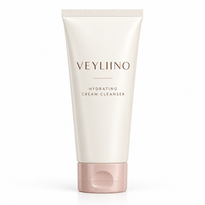 AI-generated concept packaging for Veyliino Hydrating Cream Cleanser; final packaging pending